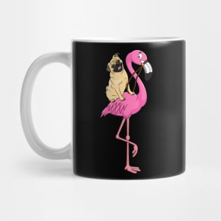 Pug Rider Flamingo Funny Mug